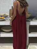 Womens Suspender Backless Loose Dress
