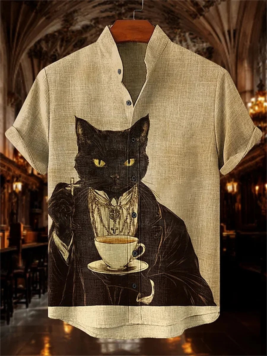 Mens Ink Wash Print Short Sleeve Shirt