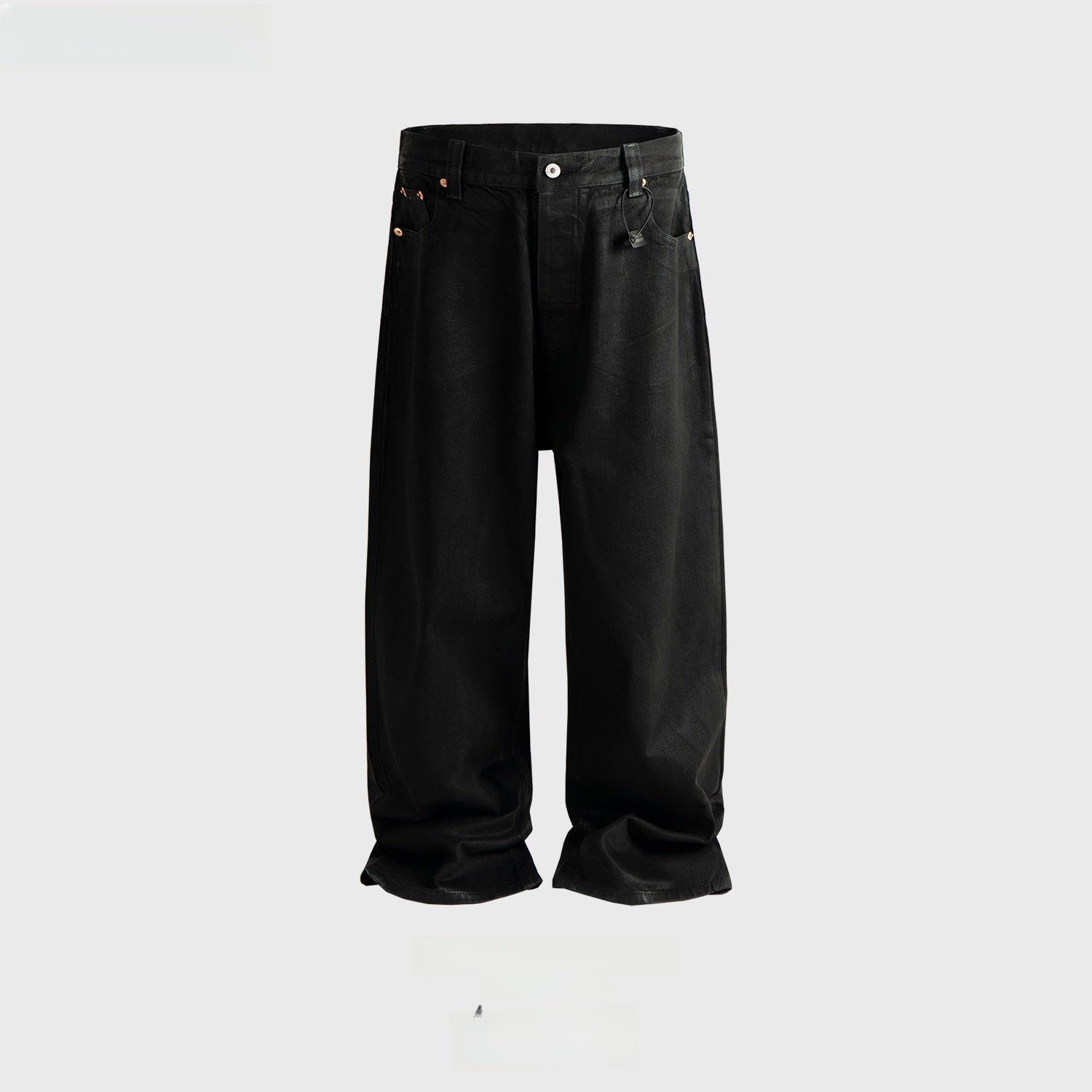 Ro Style Black Waxed Coated Straight Leg Jeans