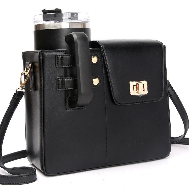Portable Shoulder Crossbody Bag with Water Bottle Holder