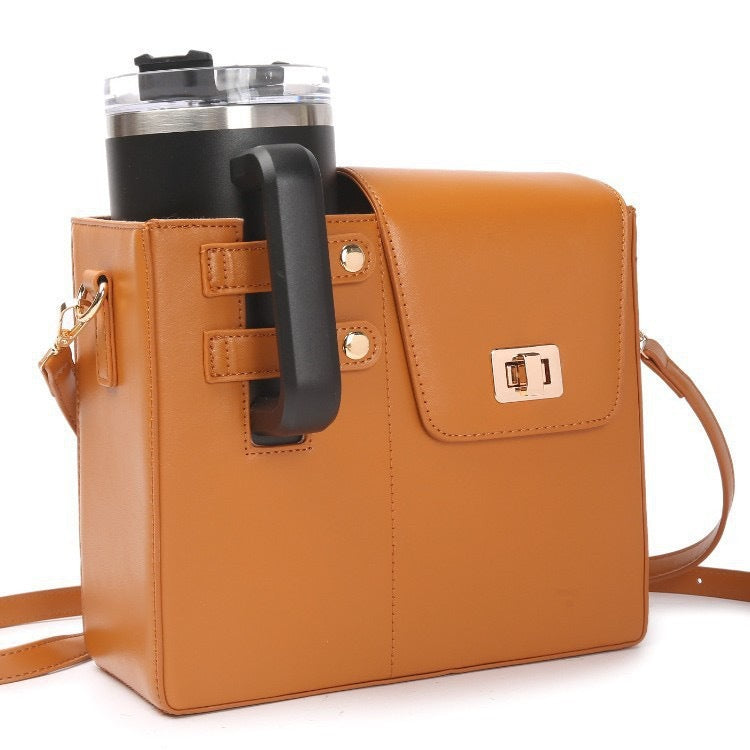 Portable Shoulder Crossbody Bag with Water Bottle Holder