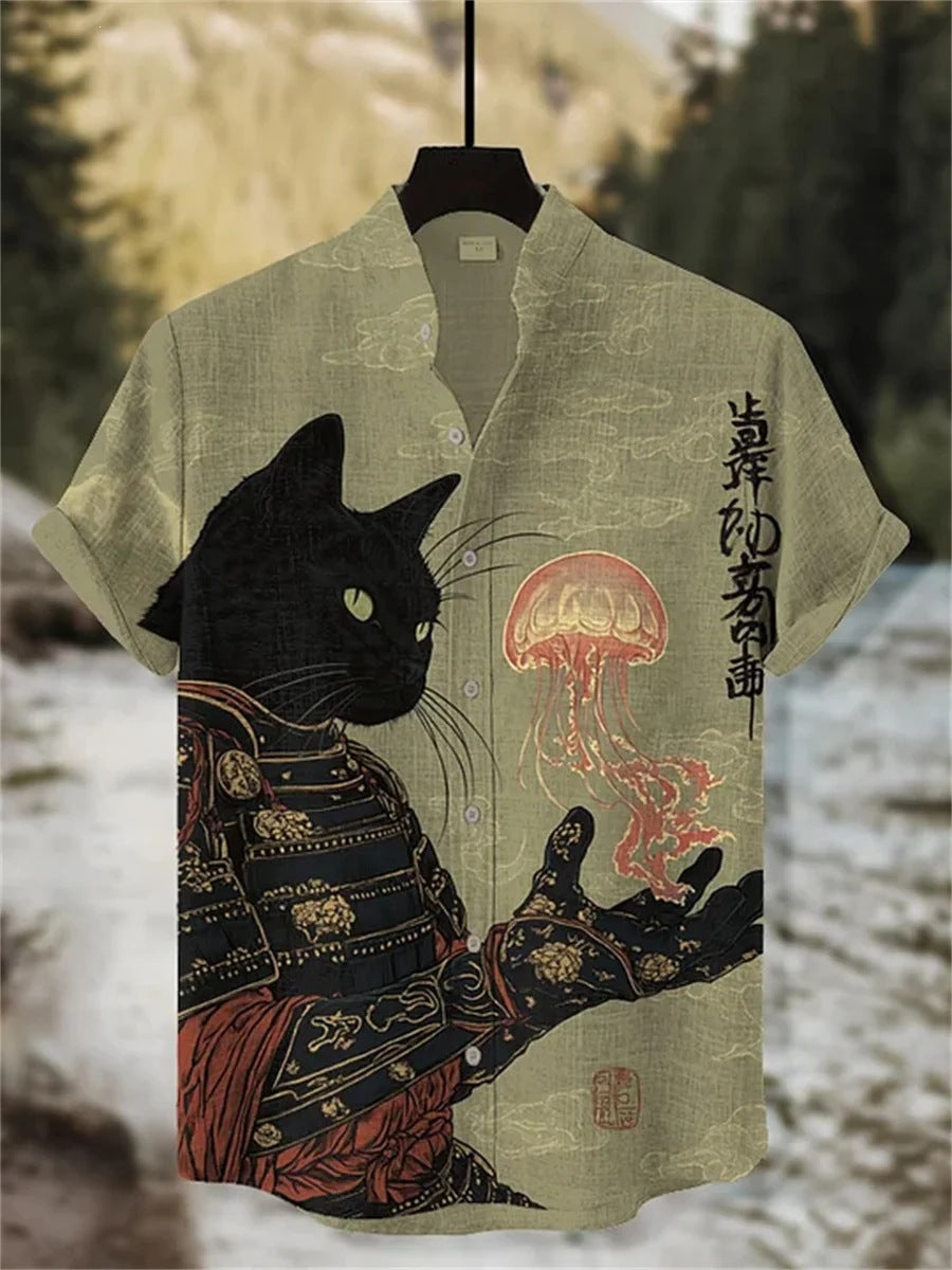 Mens Ink Wash Print Short Sleeve Shirt